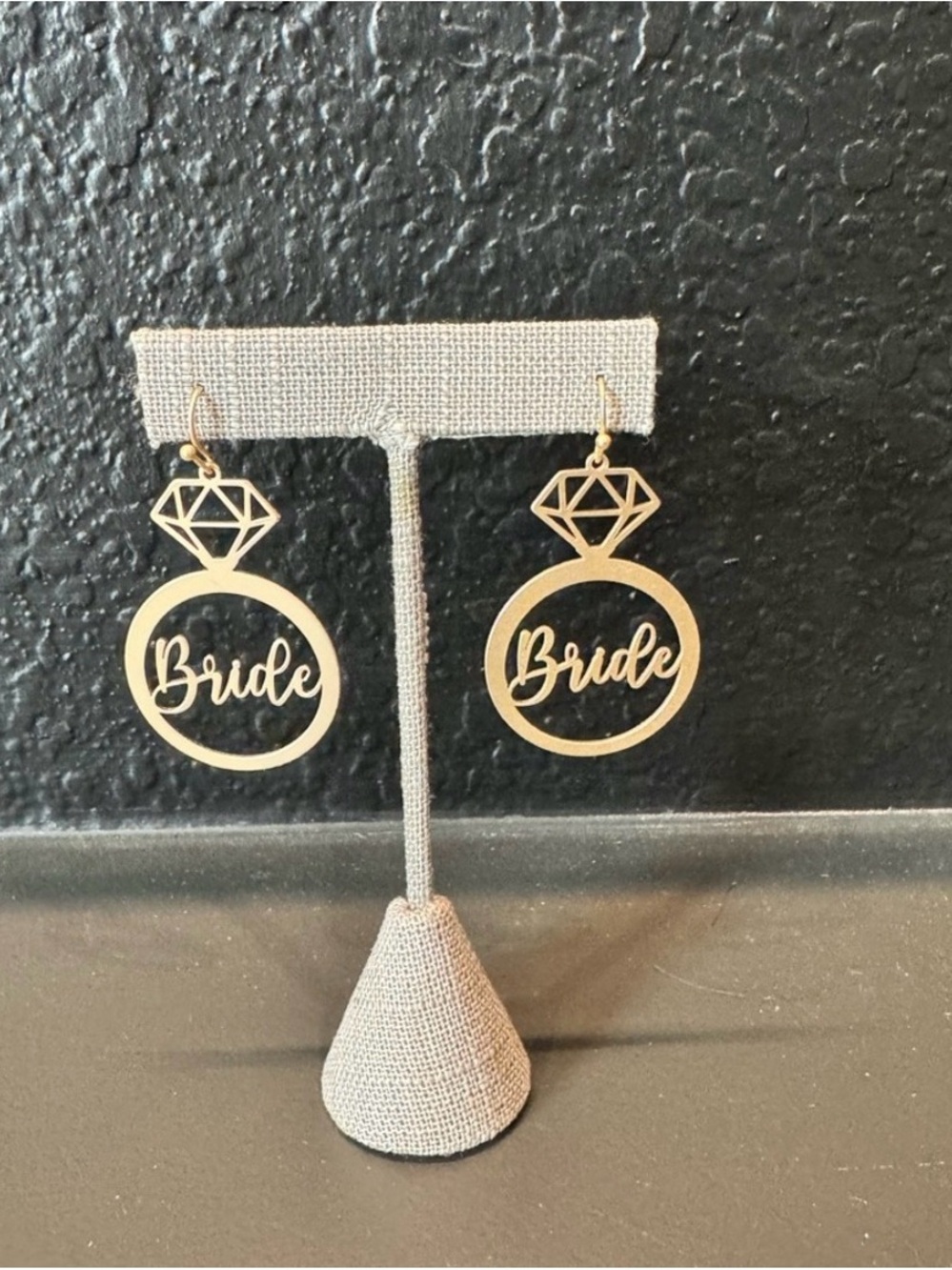 Gold 'Bride' Ring Drop Earrings - Bridal Statement Drops